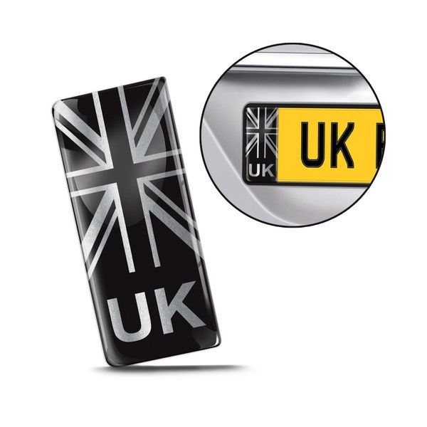 2 x Domed UK Badge Car Number Plate Self-adhesive Stickers GB United Kingdom Union Jack Flag