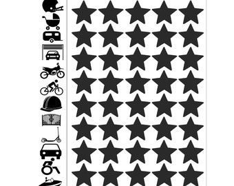 High Visibility Warning Reflective Stickers Safety Black Stars Decals 40pcs. for Bike Helmet Car Motorcycle