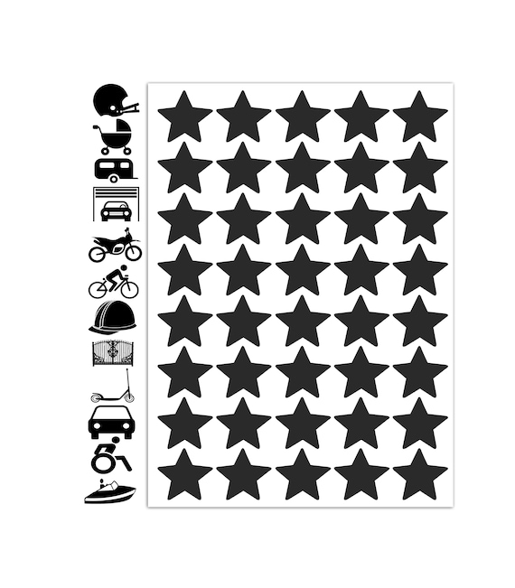 Hohe Sichtbarkeit Warnung Reflektierende Sticker Sicherheit Schwarze Sterne  Aufkleber 40Stk. für Fahrradhelme Auto Motorrad - .de