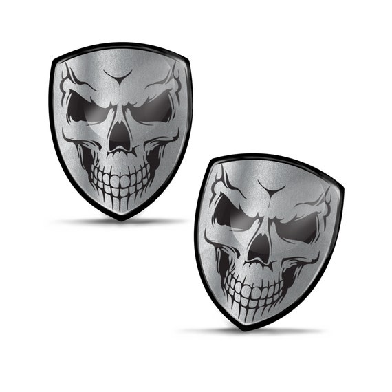 2X 3D Metal Skeleton Skull Decal Stickers Badge Emblem Decor Auto  Accessories