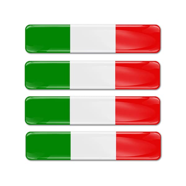 4 x 3D Insignia de silicona abovedada Italia Italia Bandera nacional italiana Pegatinas Calcomanía Emblema Coche Motocicleta Casco