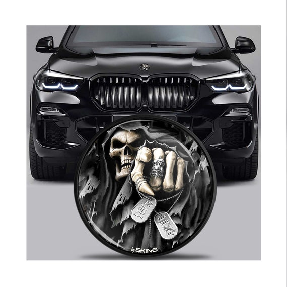 Compatible With BMW Emblem 51767288752 Front Hood Bumper Rear Trunk Roundel  Tuning Badge 82mm 1 2 3 4 5 7 X1 X2 X3 X4 X5 X6 X7 Black Skull 