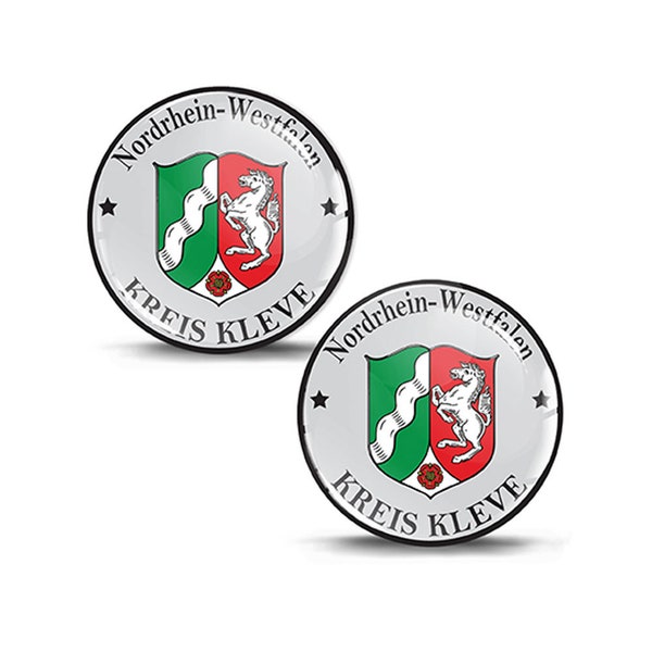 2 x 3D Gel Domed Stickers Badge Stadt Nordrhein-Westfalen Kreis Kleve German Number Plate Seal