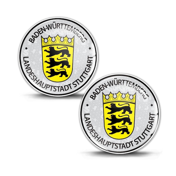 3D Gel Domed Stickers Badge Baden Wurttemberg Stuttgart Stadt German Number Plate Stickers Resin Seal