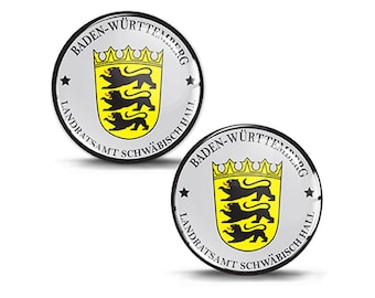 2 x Stickers autocollants 3D en forme de dôme, badge Stadt Baden-Württemberg, plaque d'immatriculation allemande