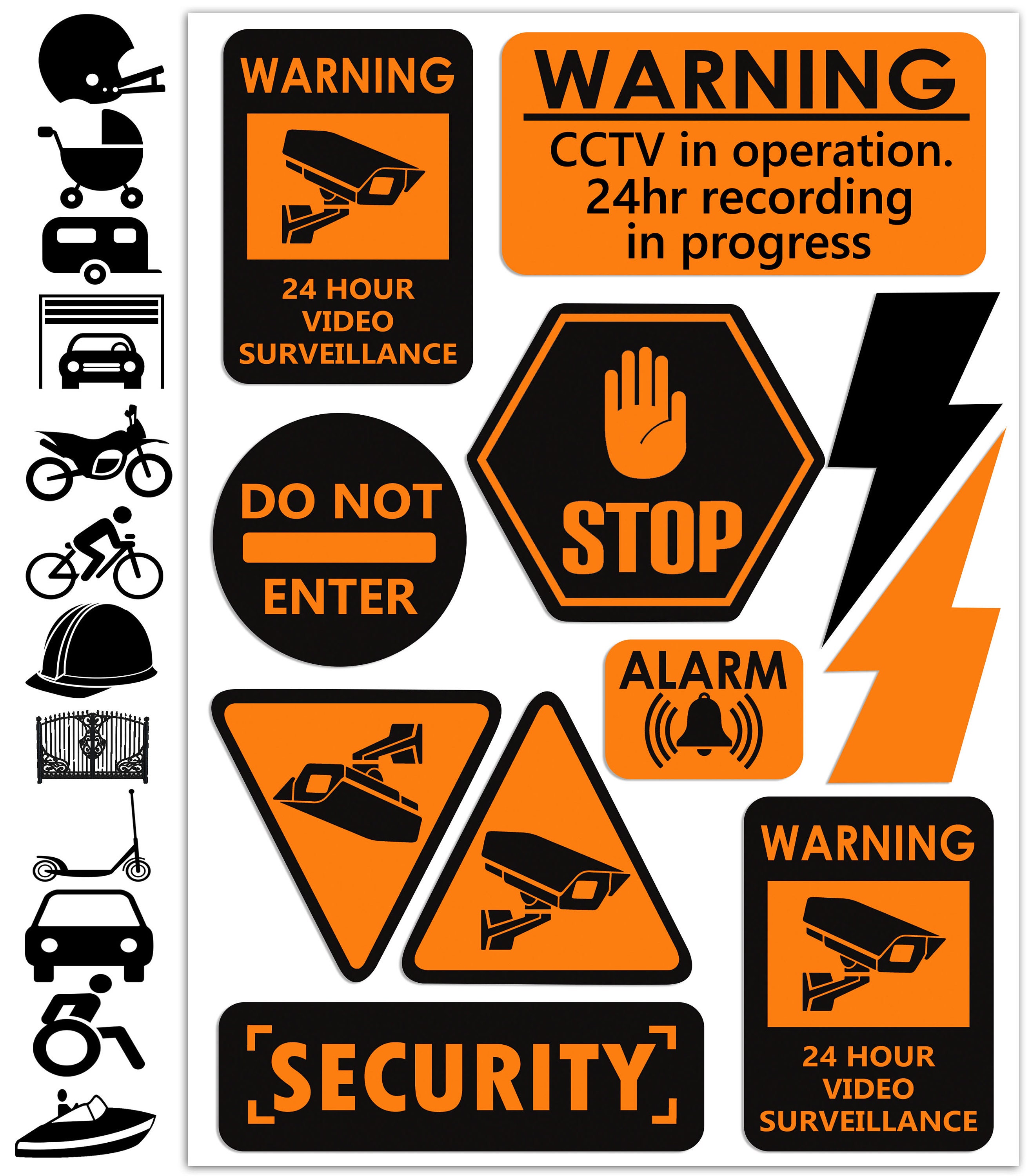 Hohe Sichtbarkeit Warnung reflektierende Sticker Sicherheit Sicherheit  Alarm CCTV Kamera Aufkleber 11Stk. für Bike Home Auto Motorrad - .de