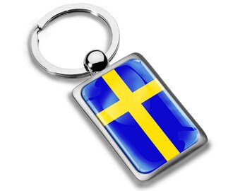 Leather Keyring Engraved Stockholm City Sweden Flag Leather Keyring Engraved Stockholm City Sweden Flag