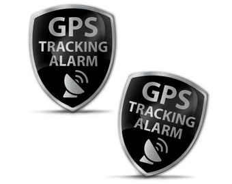 2 x 3D gelstickers GPS-tracking alarmsticker embleem auto motorhelm scooter fiets