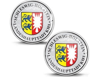 2 x 3D Gel Domed Aufkleber Badge Schleswig - Holstein Stadt Kiel Deutsches Nummernschild Resin Siegel