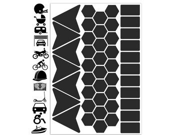 Hoge zichtbaarheid waarschuwing reflecterende stickers veiligheid zwarte stickers 45 stuks. voor fietshelm auto motorfiets