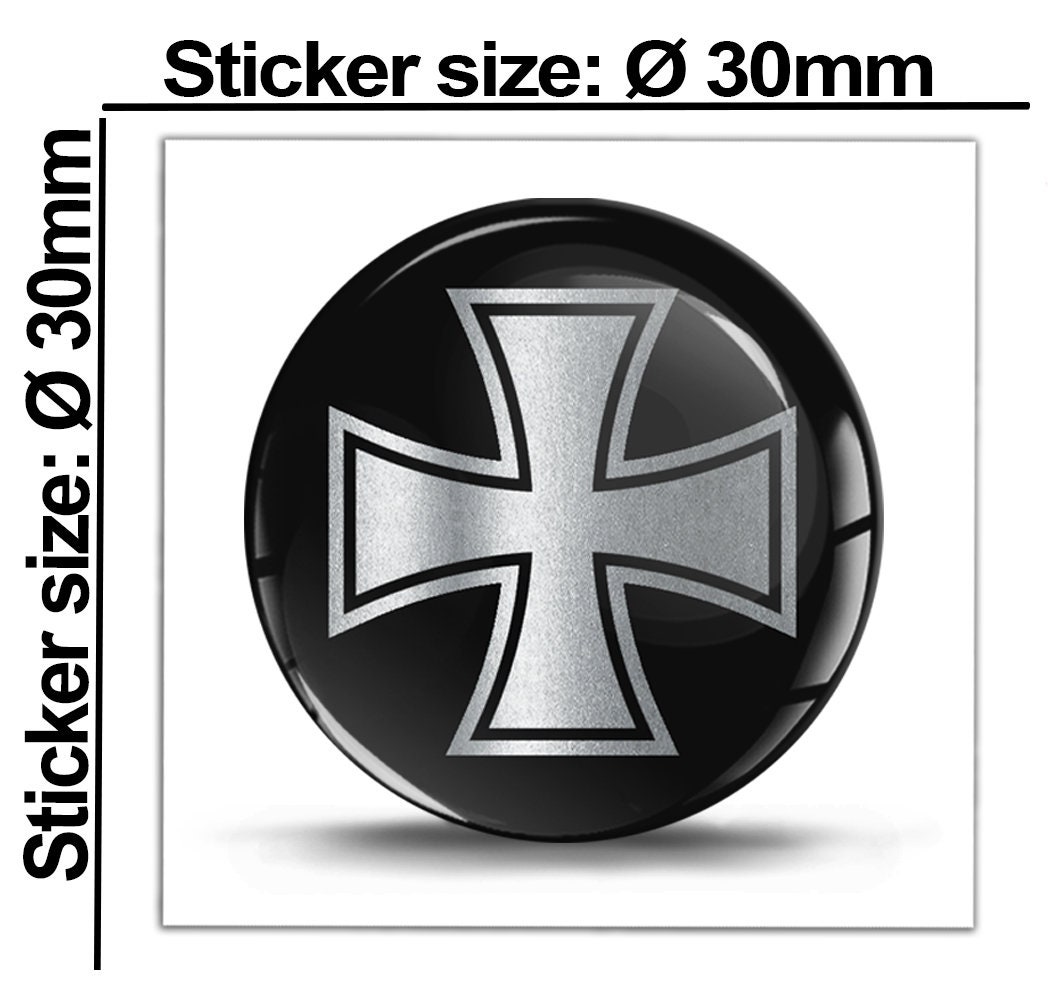 Aufkleber 3D Iron Cross Eisernes Kreuz Chrom Metallic-Optik Lackschutz