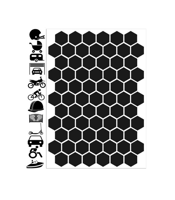Hohe Sichtbarkeit Warnung Reflektierende Sticker Sicherheit Schwarze  Honigwabe Aufkleber 71Stk. für Fahrradhelme Auto Motorrad - .de