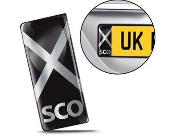 2 x 3D SCO Badge Auto Schottland Nummernschild Gewölbte Aufkleber Schottische Flagge