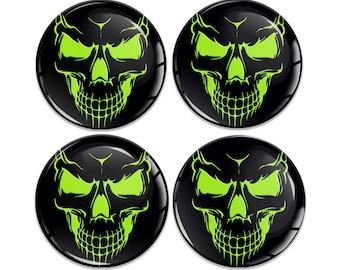 Wheel Center Caps Aufkleber Custom Tuning Green Skull A 73