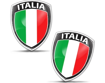 ITALIEN Wehende Flagge ITALIENISCH Fahne 120mm Auto Aufkleber x2 Vinyl Stickers