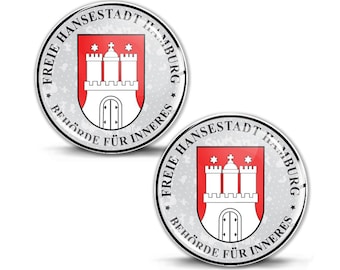 2 x 3D Gel Domed Aufkleber Badge Freie Stadt Hamburg Nummernschild Harz Siegel