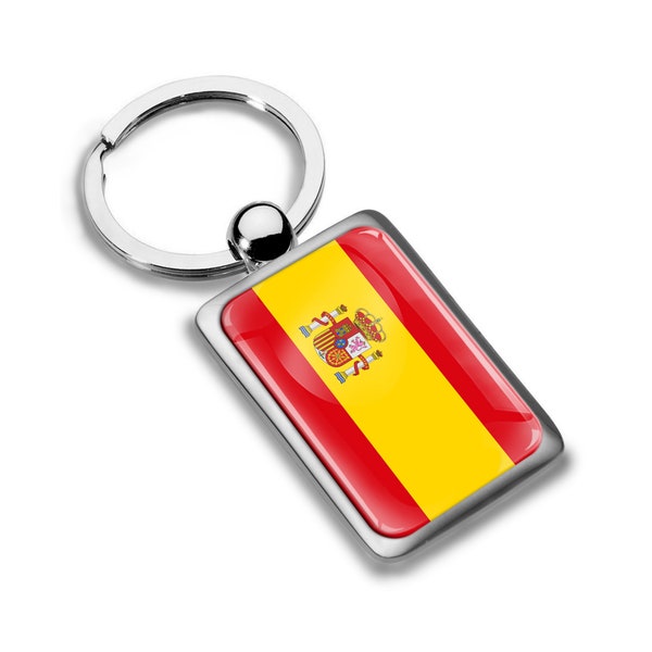 Keychain Metal Keyring with Giftbox for Boyfriend Girlfriend Men Women Gift Spain Spanish Flag