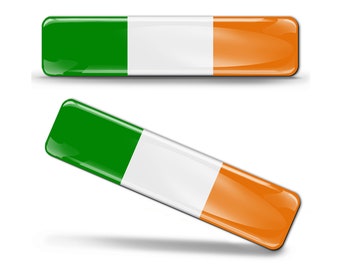 2 x 3D Domed Gel Badge Ireland Irish National Flag Stickers Decal Emblem Car Motorcycle Helmet