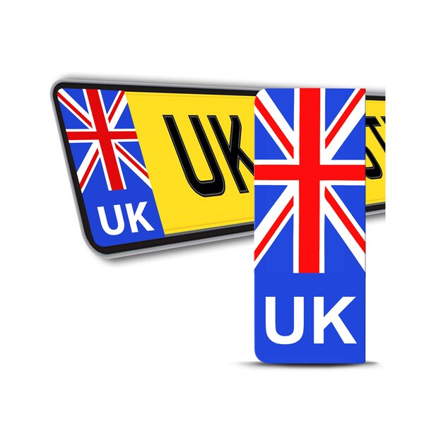 2 x Car UK Number Plate Stickers GB United Kingdom Union Jack Flag