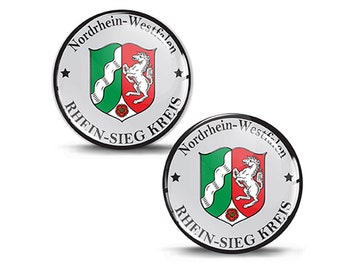 2 x 3D Gel Domed Aufkleber Badge Stadt Rhein Sieg Kreis Brandenburg Nummernschild-Siegel