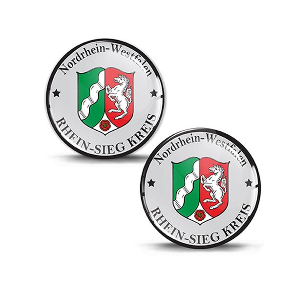 2 x 3D Gel Domed Stickers Badge Stadt Rhein Sieg Kreis Nordrhein Westfalen German Number Plate Seal