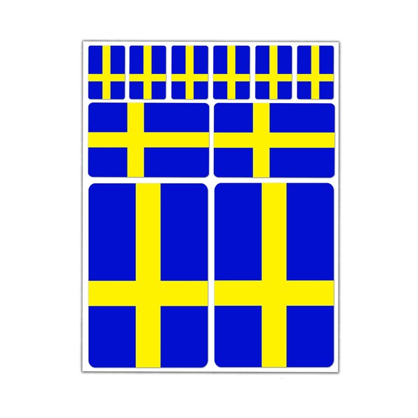 Stickers Set Vinyl Decals Sweden Swedish National Flag Car Motorcycle Helmet 10pcs.