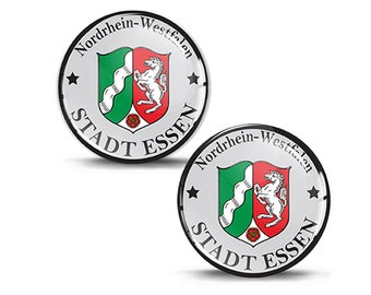 2 x 3D Gel Domed Sticker Abzeichen Stadt Essen Nordrhein Westfalen Deutsches Nummernschild Siegel