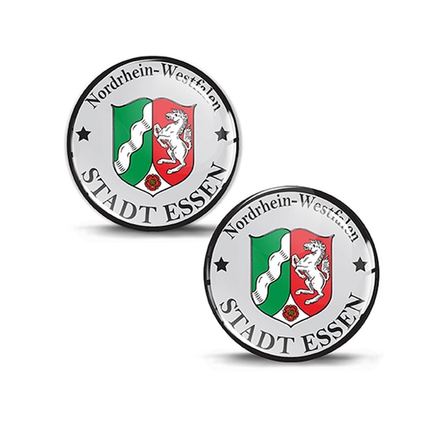 2 x 3D Gel Domed Stickers Badge Stadt Essen Nordrhein Westfalen German Number Plate Seal