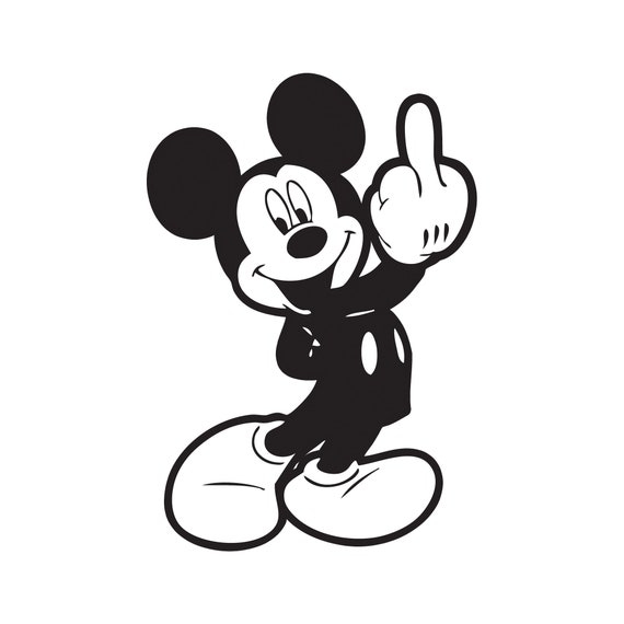 Vinyl Cool Sticker Funny Mickey Mouse Middle Finger Comics Cartoon Decals  for Bumper Car Windows Motorcycle Bike Helmet B 251 