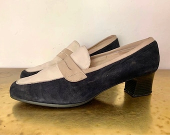 Vintage loafers genuine leather suede Rafa Vicente chic summer shoes Paris France vintage 1980s 1990s 2000 summertime boat