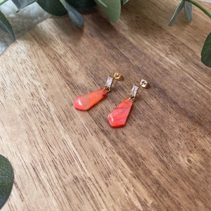 Sunset Sea Glass Collection | Polymer Clay Dangle Earring -  Emerald Cut Gemstone Sea Glass Dangle