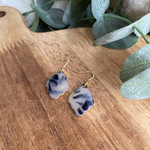 Tortoise Shell COLLECTION | Polymer Clay Dangle Earring - Simple Scalloped Teardrop