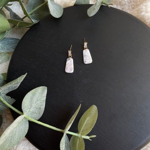 I DO COLLECTION | Polymer Clay Dangle Earring -  Dreamy Quartz Bridal Line - 18K Gold Emerald Cut Crystal Stud with Dangle