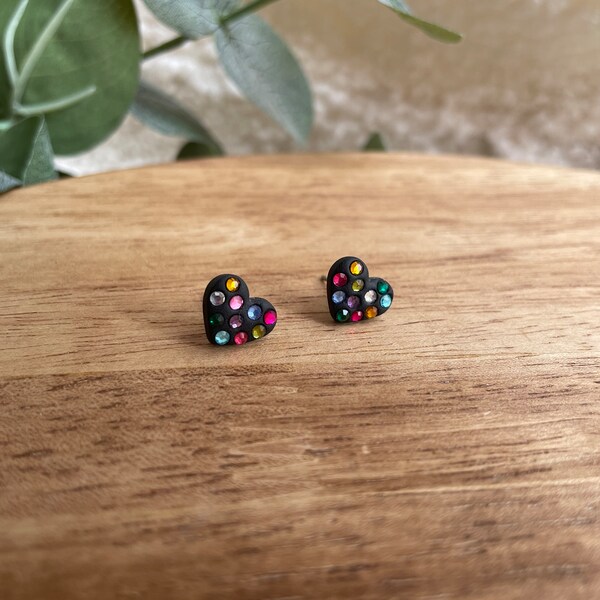 Swiftie Squad COLLECTION | Polymer Clay Stud Earring - Bejeweled Inspired Heart Stud