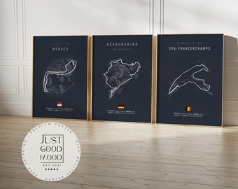 Poster Formel 1 2024 Strecken · Geschenkidee · Großer Preis von Monaco Spa Nürburgring MONZA · Deko Print ohne Rahmen