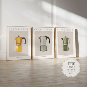 Poster da parete per cucina · Idea regalo · Moka Espresso · Arte murale per caffè · Barista · Caffè mattutino · Decorazione murale · Stampa decorativa senza cornice
