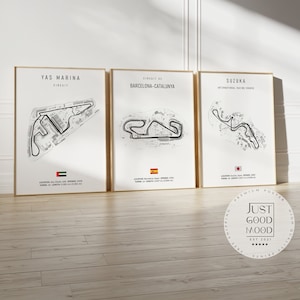 Póster Rutas Fórmula 1 2025 · idea regalo · Yas Marina · Barcelona · Las Vegas · Suzuka · Baréin · Jeddah · lámina decorativa · sin marco