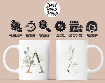 LETTER COFFEE MUG - Cute Camp Coffee Mug - Handmade Enamel Coffee Cup - Travel Ceramic Coffee Cup - Outdoor Coffee Mugs - Coffee Lover Gift