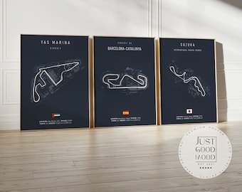 Poster Formula 1 2025 Tracks · Gift Idea · Yas Marina · Barcelona · Las Vegas · Suzuka · Bahrain · Jeddah · Decorative Print · without frame