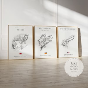 Póster Rutas Fórmula 1 2025 · Idea regalo · Gran Premio de Mónaco Spa Nürburgring Monza · Lámina decorativa sin marco