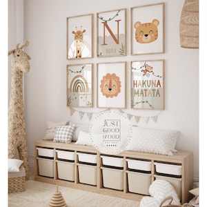 Póster Hakuna Matata Safari · Idea de regalo · Decoración de pared para habitación infantil · Regalo de cumpleaños · Nombre personalizado · Lámina decorativa · Sin marco
