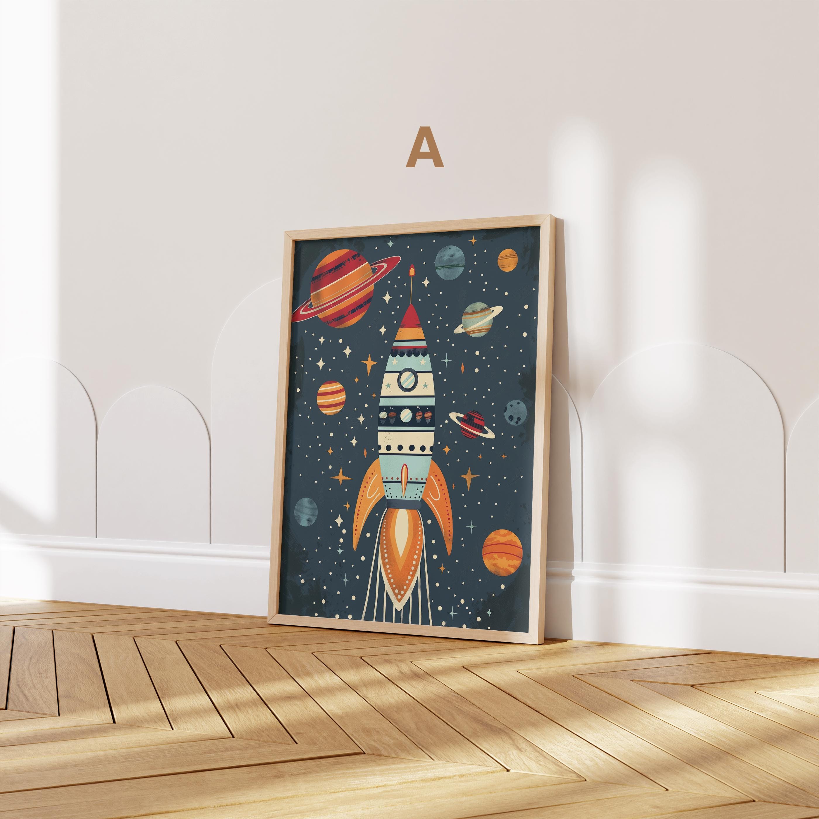 Astronaut Poster Children's Room · Gift Idea for Children · Children's Room Decoration · Space Rocket & Planets · Decorative Print without Frame