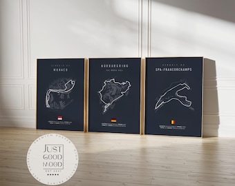 Formula 1 Poster · Race Tracks 2026 · Monaco, Spa, Nürburgring, Monza · Motorsport Gift · Unframed