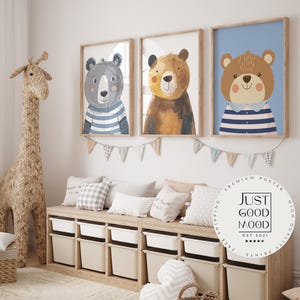 Poster Kinderzimmer Bär Wald Dschungel Aquarell Löwe Elefant · Kinderzimmer Bilder · Wand Deko · Kunst Druck · Deko Print · ohne Rahmen
