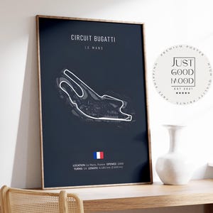 Poster Circuit Bugatti 2025 Le Mans Frankreich · Rennstrecke als Wandbild · Geschenkidee für Motorsport-Fans · Deko Print ohne Rahmen