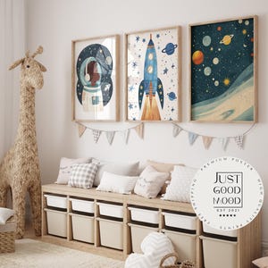 Raketposter · Astronauten kinderkamer · Ruimte muurdecoratie · Cadeau · Zonder lijst