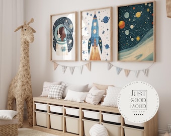 Rocket Space Poster · Astronaut Kids' Room · Space Wall Art · Gift · Unframed