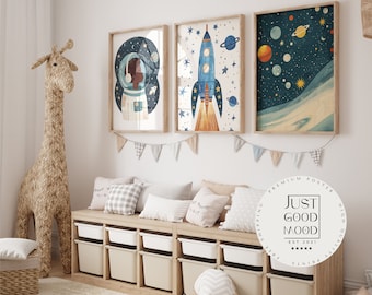 Astronaut Rocket Space Poster for Kids' Room · Gift Idea for Children · Decorative Print (Unframed)