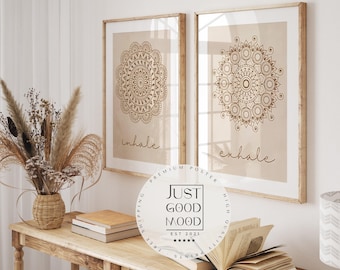 Yoga Breath Mandala · Inhale Exhale Poster · Meditation Decor · Gift · Unframed