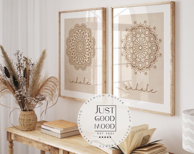 Yoga Breath Mandala · Inhale Exhale Poster · Meditation Decor · Gift · Unframed
